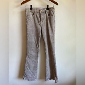 Frame Denim Checkered Cropped Mini Boot Trousers